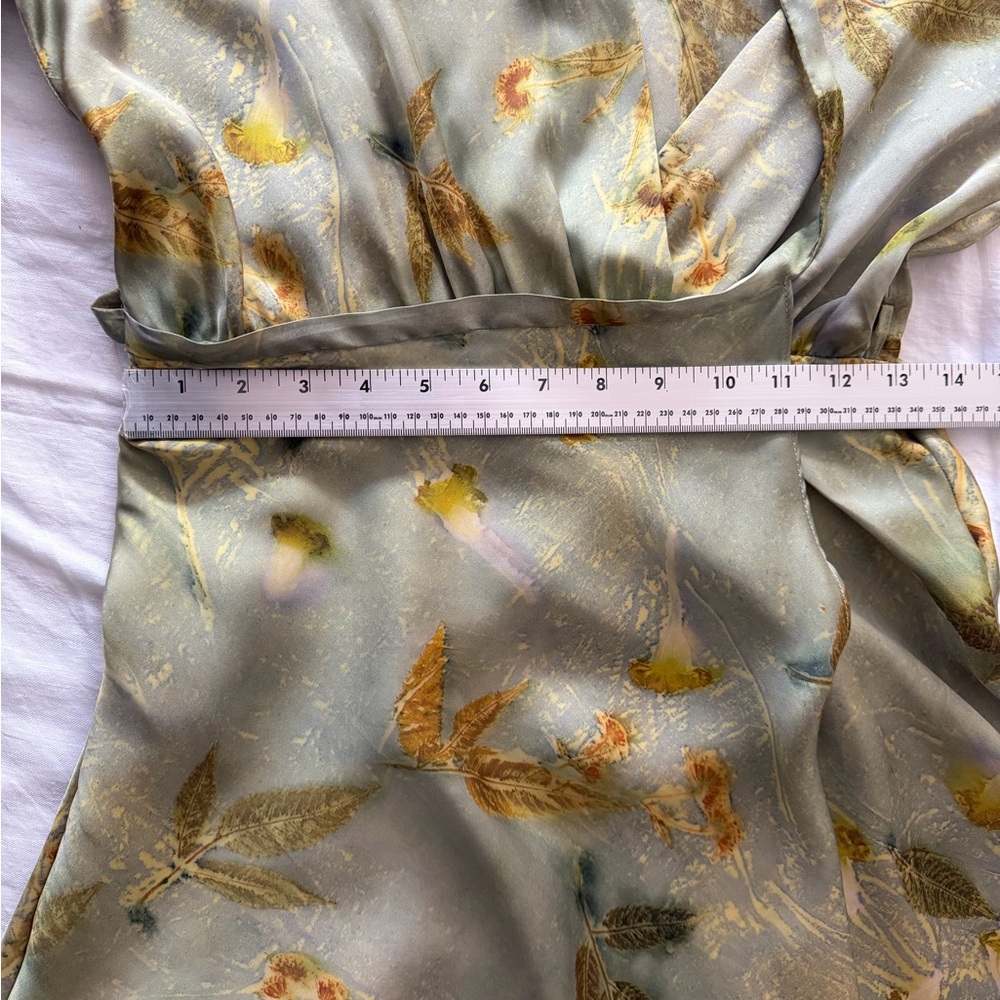 Zara Kimono Style Wrap Dress Long Sleeve Floral Satin S Small - Picture 9 of 11